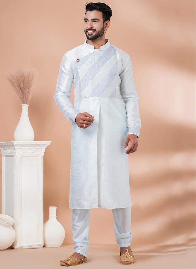 Banarasi Dhupion  Sky Blue Traditional Wear Weaving Kurta Pajama